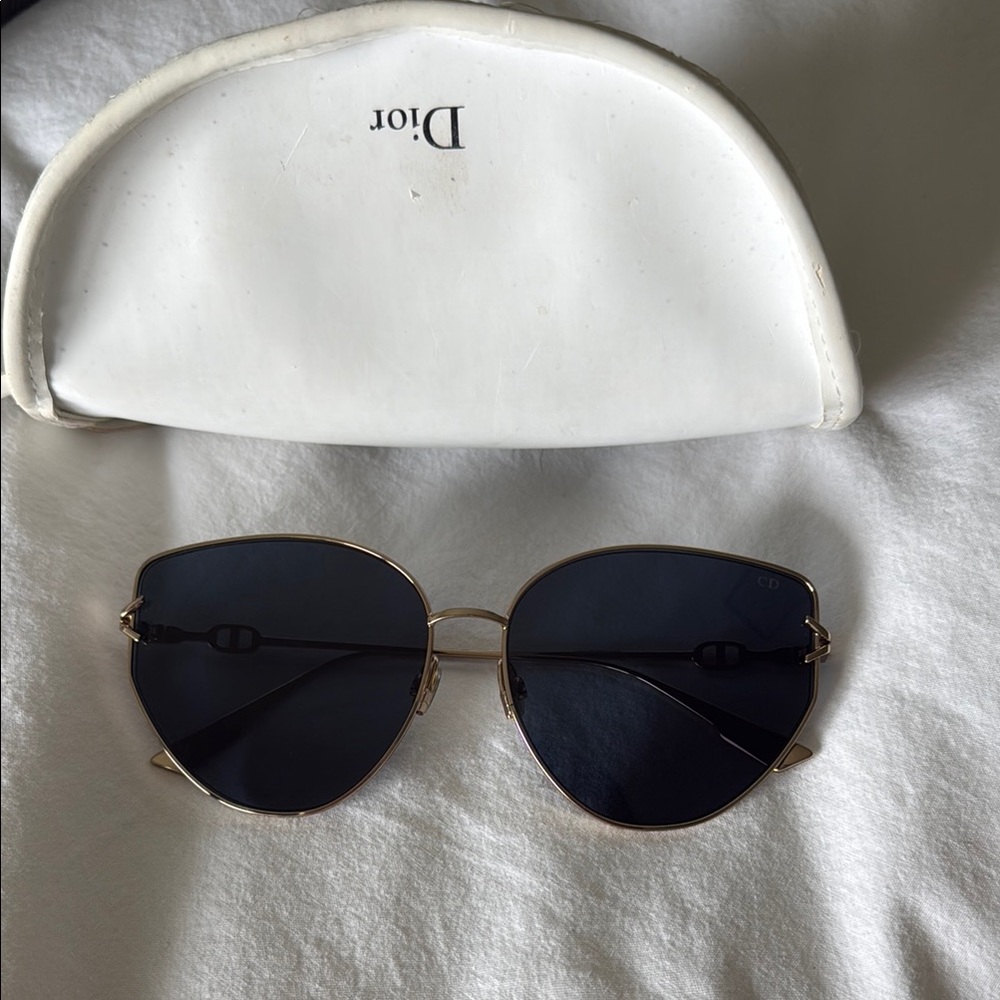 Dior Gold and Blue Aviator Sunglasses